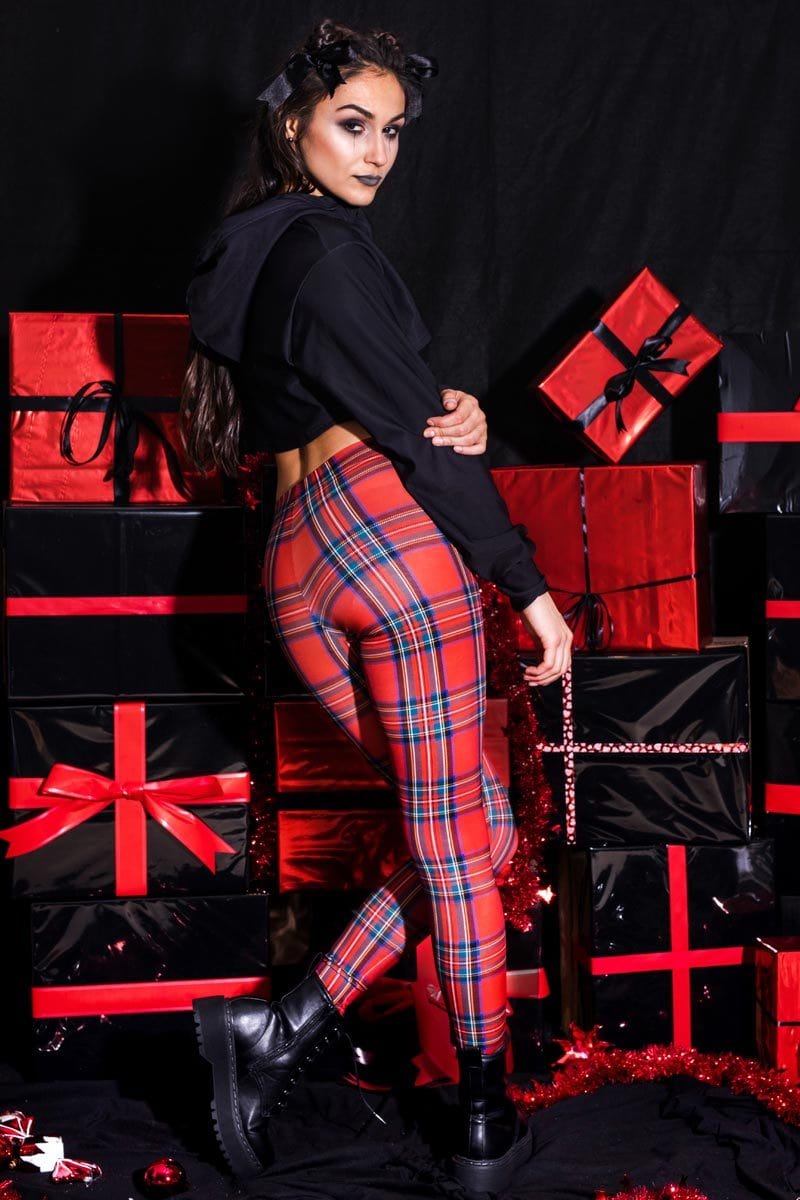 Red Irish Tartan Leggings Back View