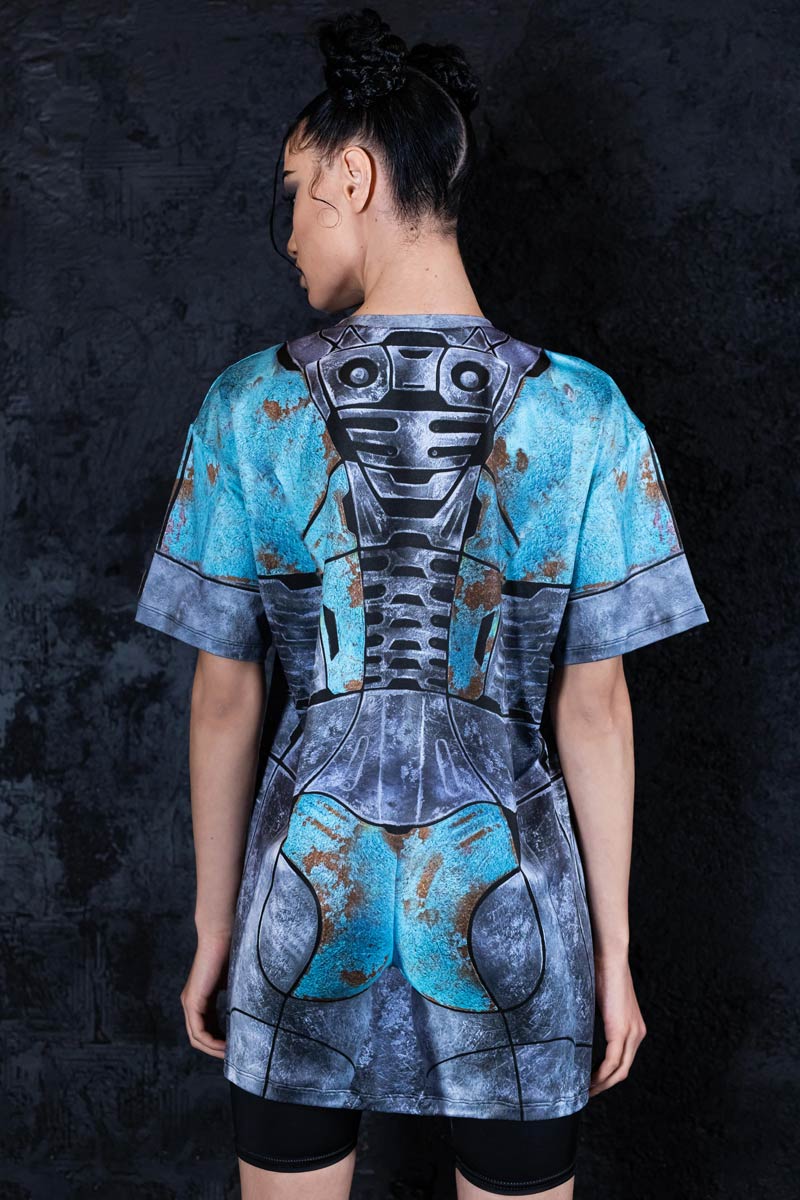 Rusty Robot Oversized Tee Dress Back View