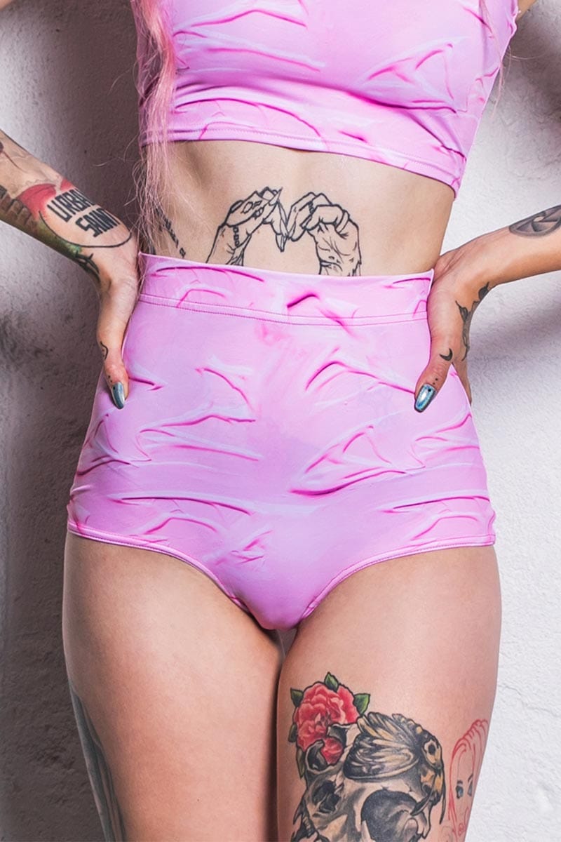 Pink Cream Shorts Set Bottom View