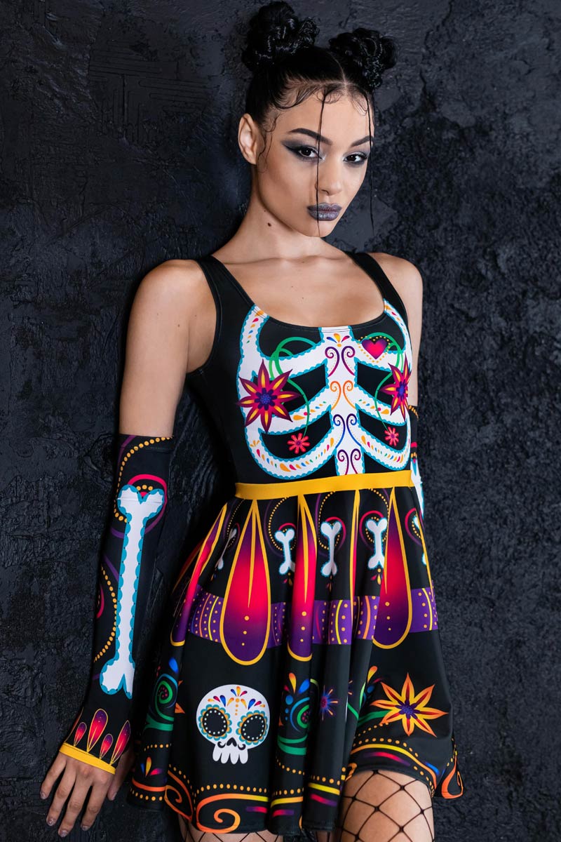 Sugar Skeleton Skater Dress Side View