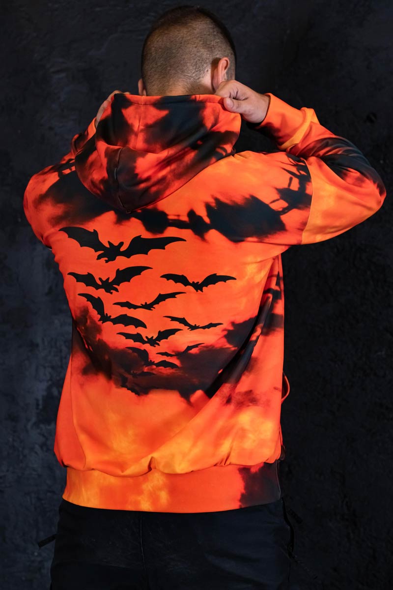 Tie Dye Pumpkin Men Hoodie Back View