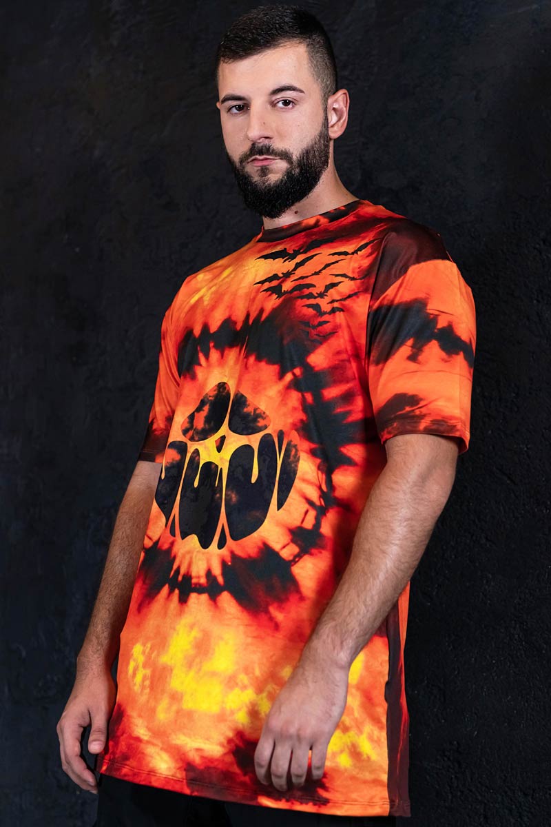 Tie Dye Pumpkin Oversized Tee Men Side View