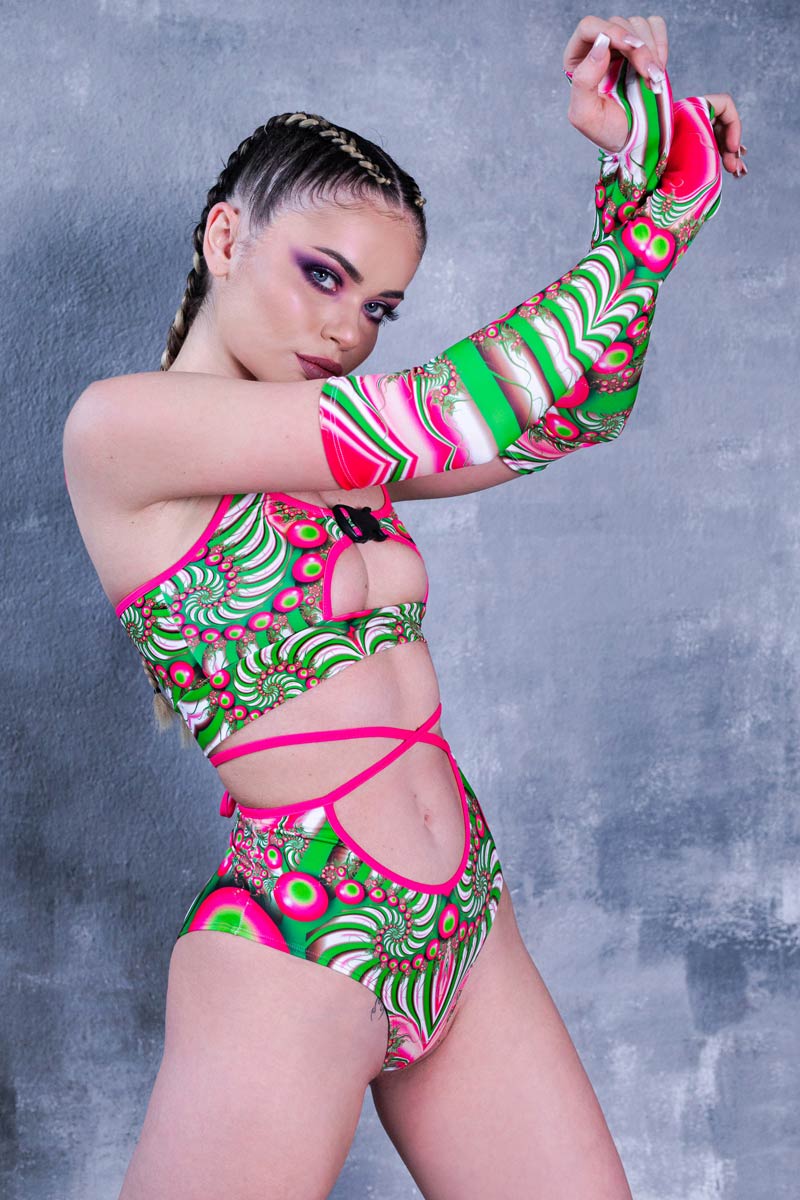 Trippy Lollipop Strappy Shorts Set Close View