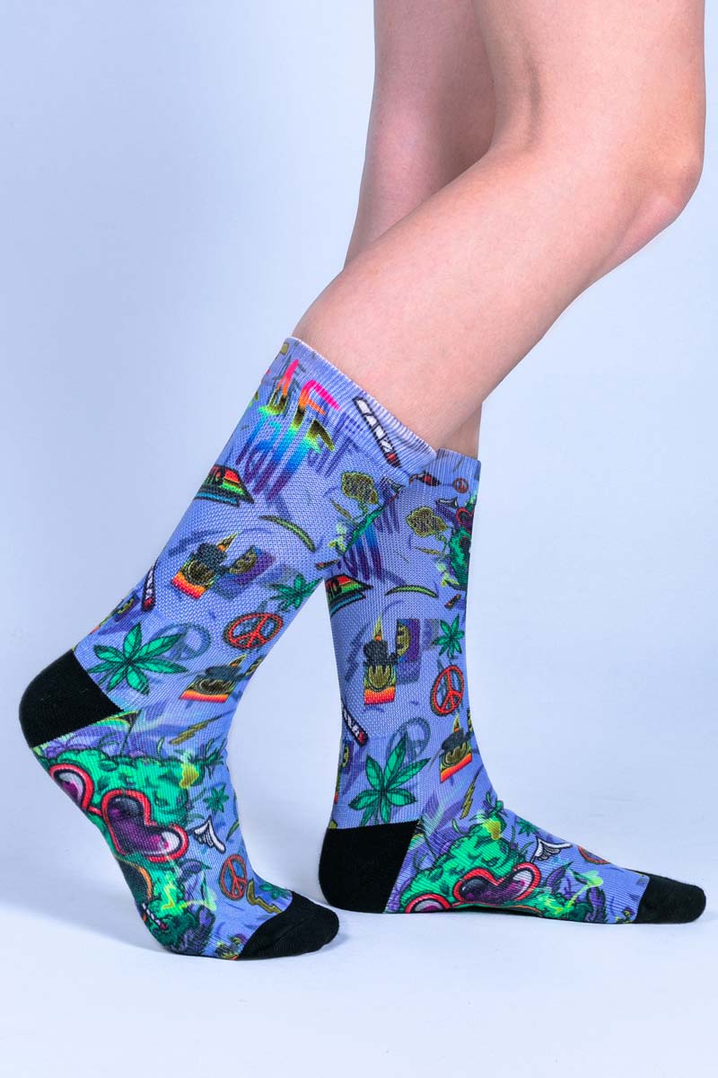 Weed Monster Crew Socks Side View